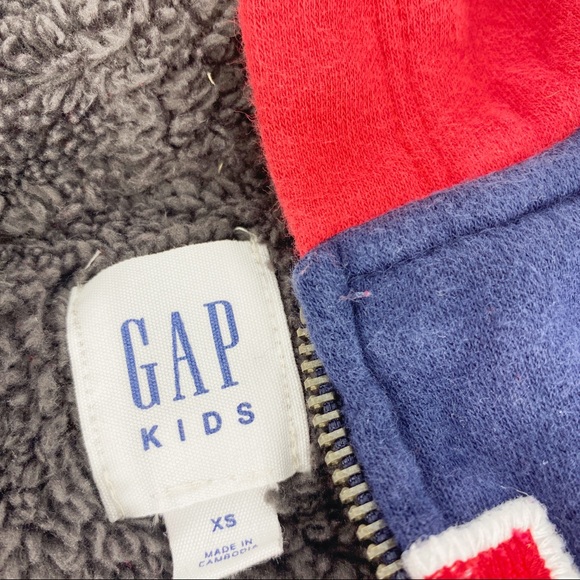 Gap Kids Sherpa Lined Hoodie XS 4-5 Years Red Navy Blue - Picture 3 of 5